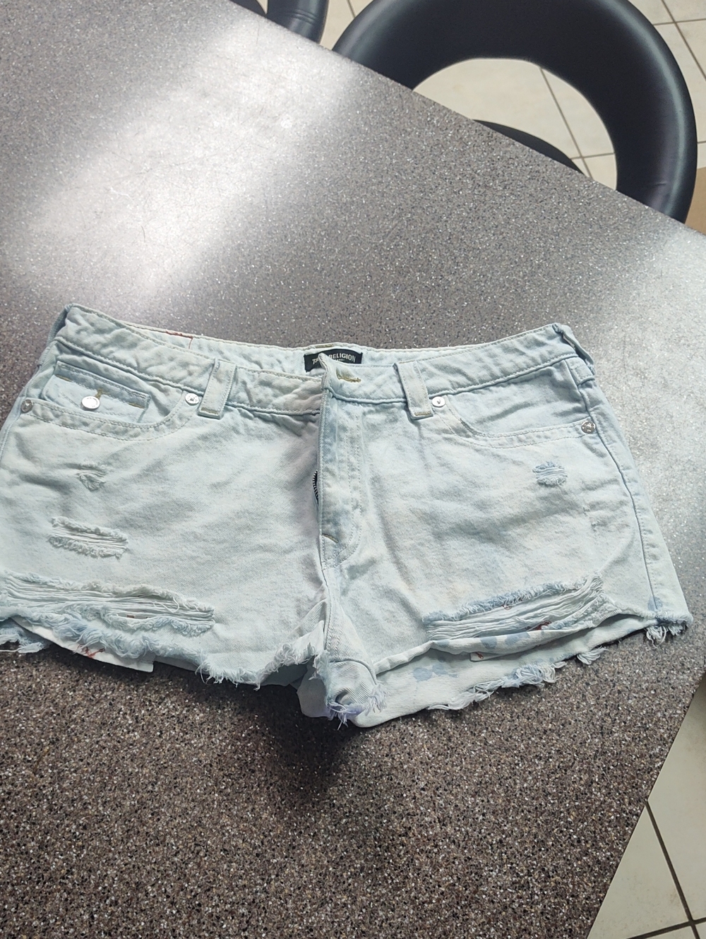 True Religion Light Wash Distressed Denim Shorts Never Been Worn